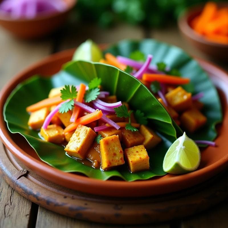 Tacos de Hoja de Lechuza con Relleno de Pollo al Curry y Encurtidos: Receta Mexicana Fusion