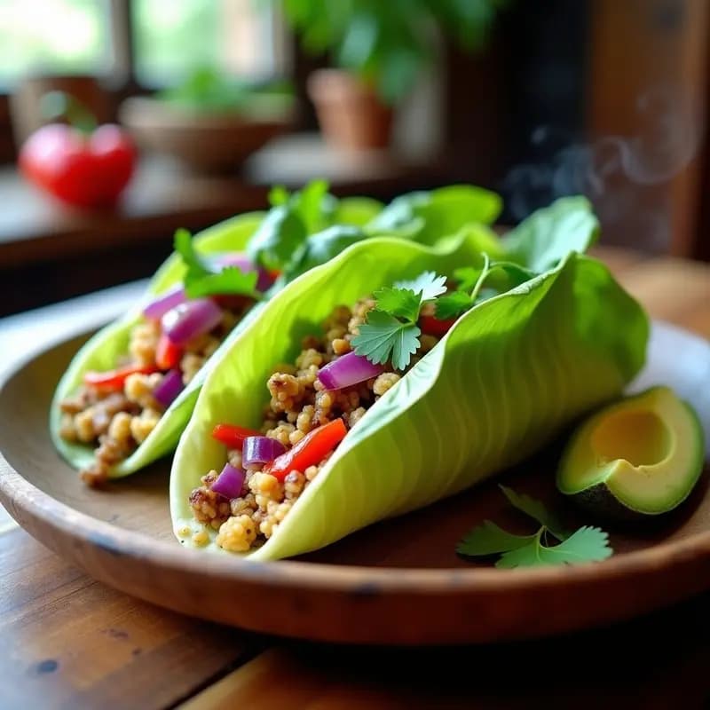 Tacos de Hoja de Lechuza con Relleno de Quinoa y Champiñones Portobello: Receta Vegana y Keto