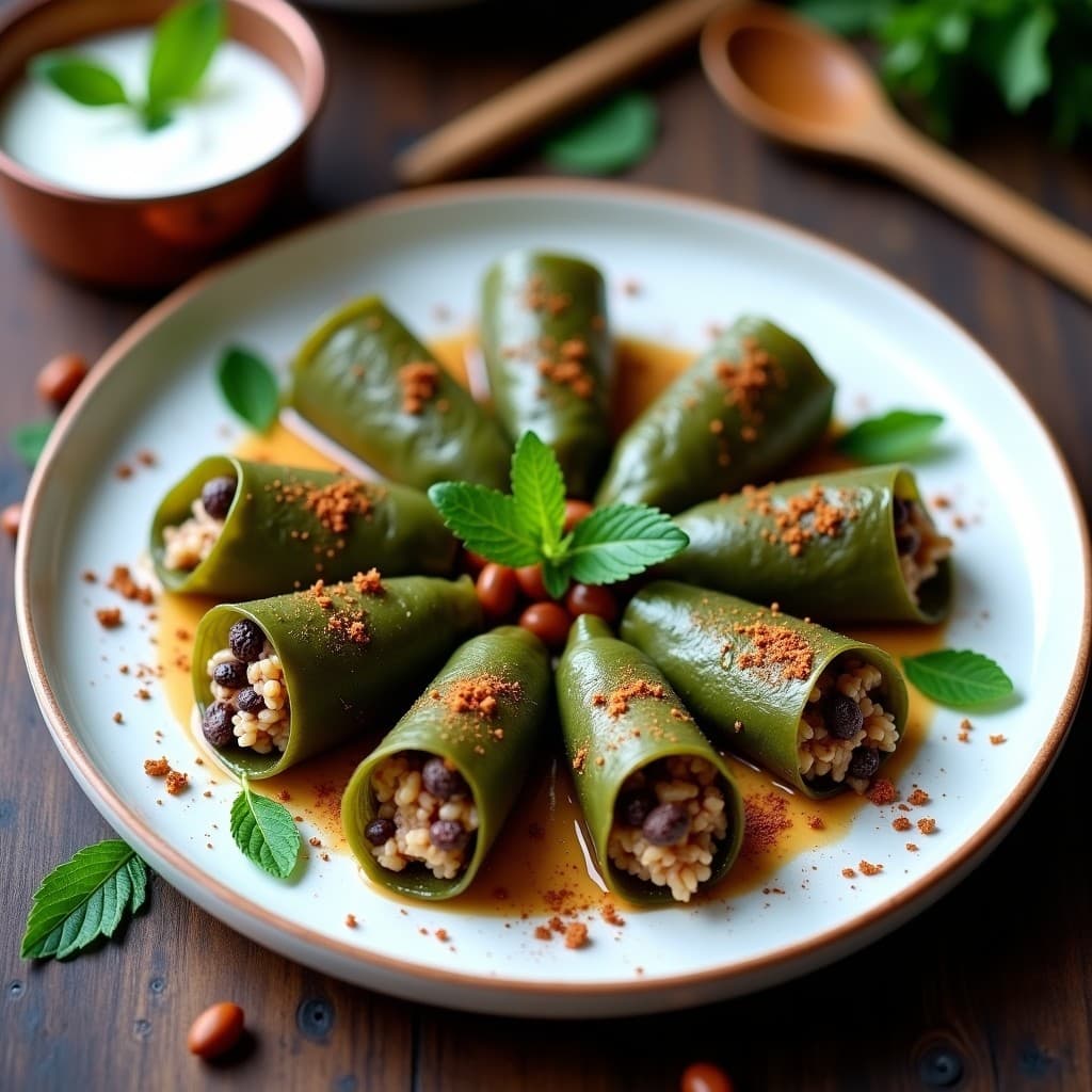 Tacos de Hoja de Parra Rellenos de Cordero y Higos: Receta Armenia en Olla Express
