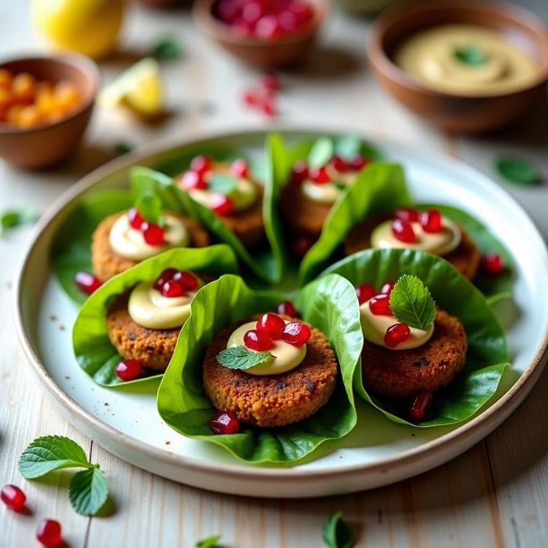 Tacos de Hoja de Parra con Relleno de Falafel y Tahini: Receta Libanesa Vegana y Crunchy