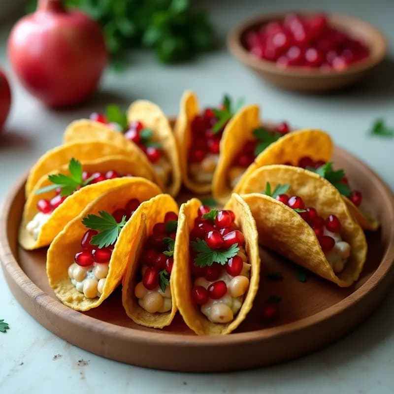 Tacos de Hoja de Parra con Puré de Garbanzos y Granada: Receta Iraní Vegana y Crujiente