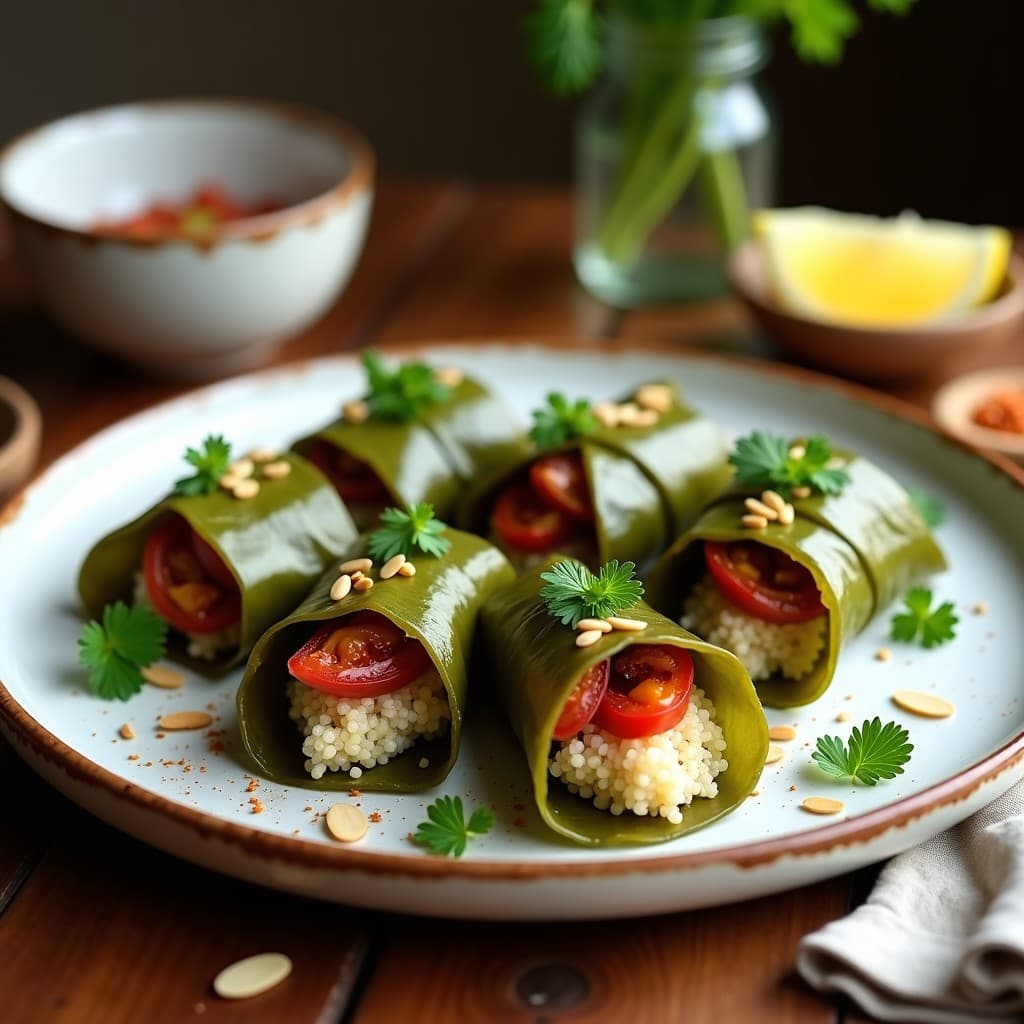 Tacos de Hoja de Parra con Relleno de Quinoa y Berenjena Asada: Receta Vegana y Sin Carbohidratos