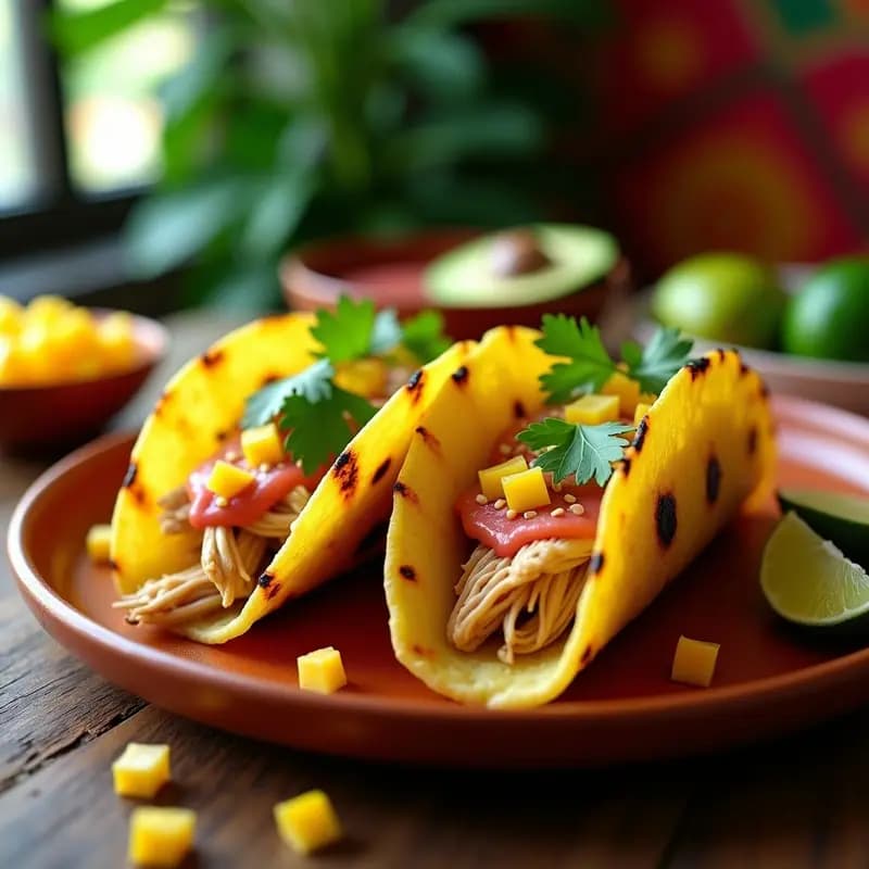 Tacos de Hoja de Piña Rellenos de Pollo al Chipotle y Mango: Receta Mexicana Sin Harina