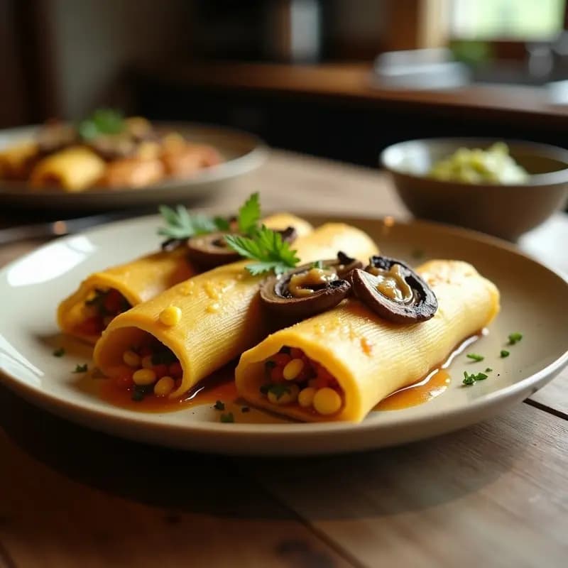Tacos de Hoja Santa con Relleno de Tamal de Elote y Hongos: Receta Mexicana Tradicional en Olla Lenta
