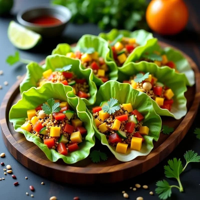 Tacos de Hojas de Lechuza con Relleno de Quinoa y Mango: Receta Crudivegana y Colorida