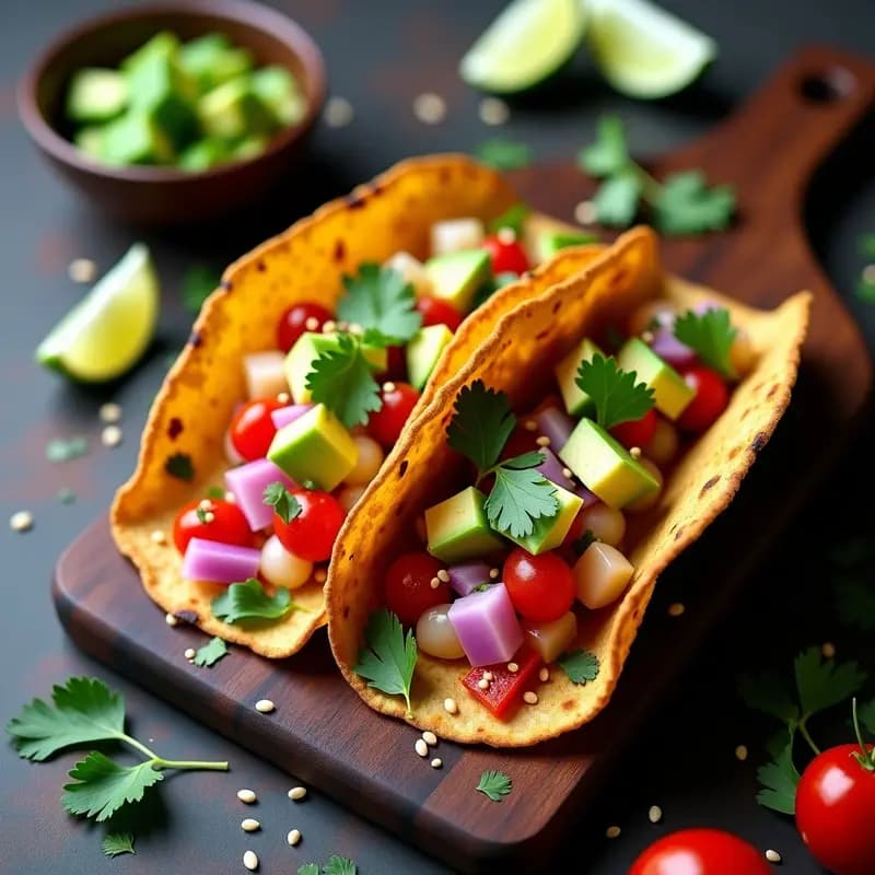 Tacos de Hojas de Lechuza con Relleno de Ceviche de Hearts of Palm: Receta Vegana y Crujiente