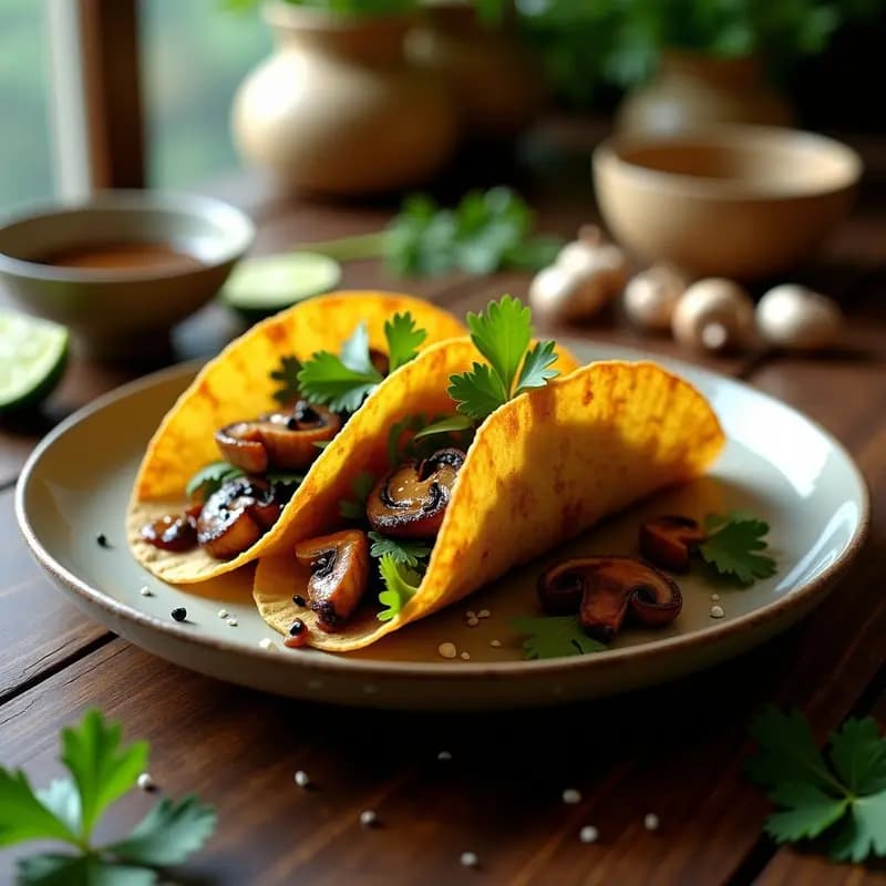 Tacos de Hojas de Loto con Relleno de Hongos Shiitake: Receta Vietnamita Keto y Crujiente