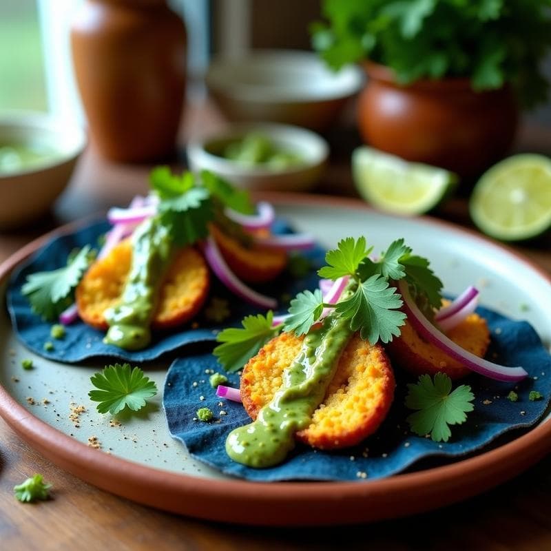 Tacos de Hongo Lion’s Mane con Salsa de Chimichurri: Receta Vegana Alta en Proteína en Airfryer