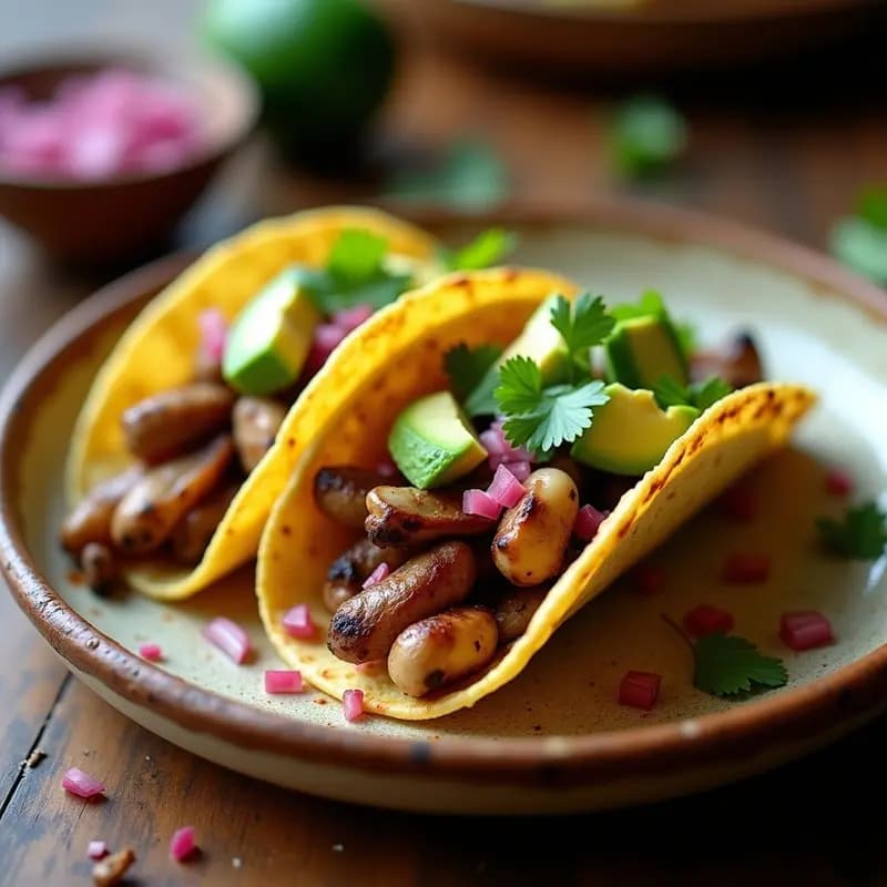 Tacos de Hongo Ostra y Pimienta Rosa: Receta Vegana en Airfryer con Toque Mexicano