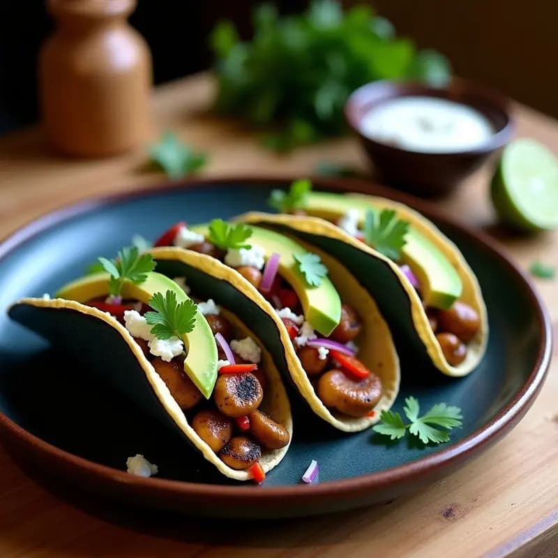 Tacos de Hongos Chanterelle y Chipotle: Receta Mexicana Gourmet en Sartén de Hierro
