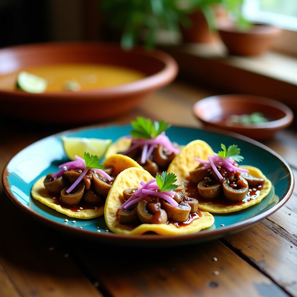 Tacos de Hongos Maitake y Queso de Anacardos: Receta Vegana con Toque Ahumado