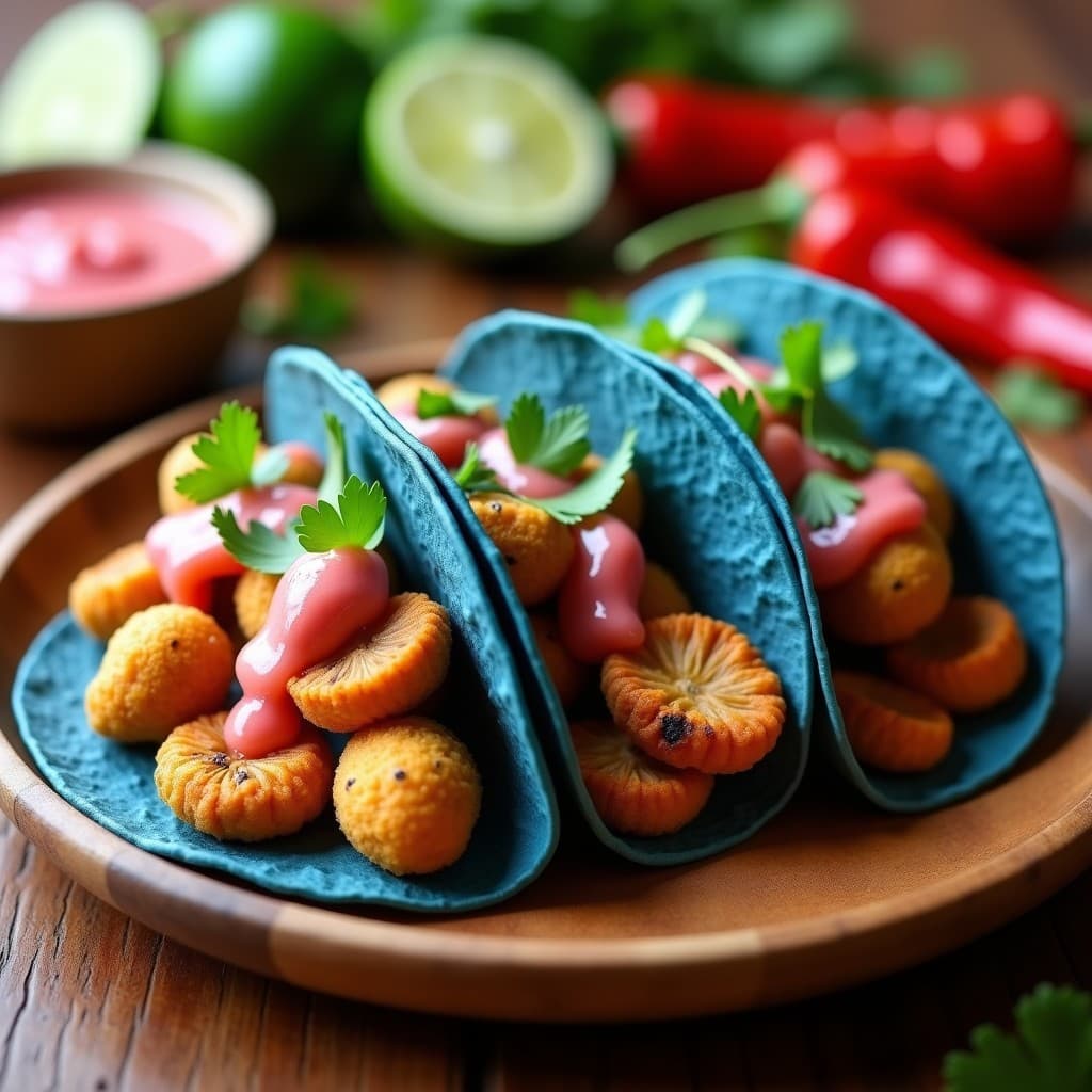 Tacos de Hongos Maitake y Salsa de Guayaba: Receta Mexicana Fusion en Airfryer