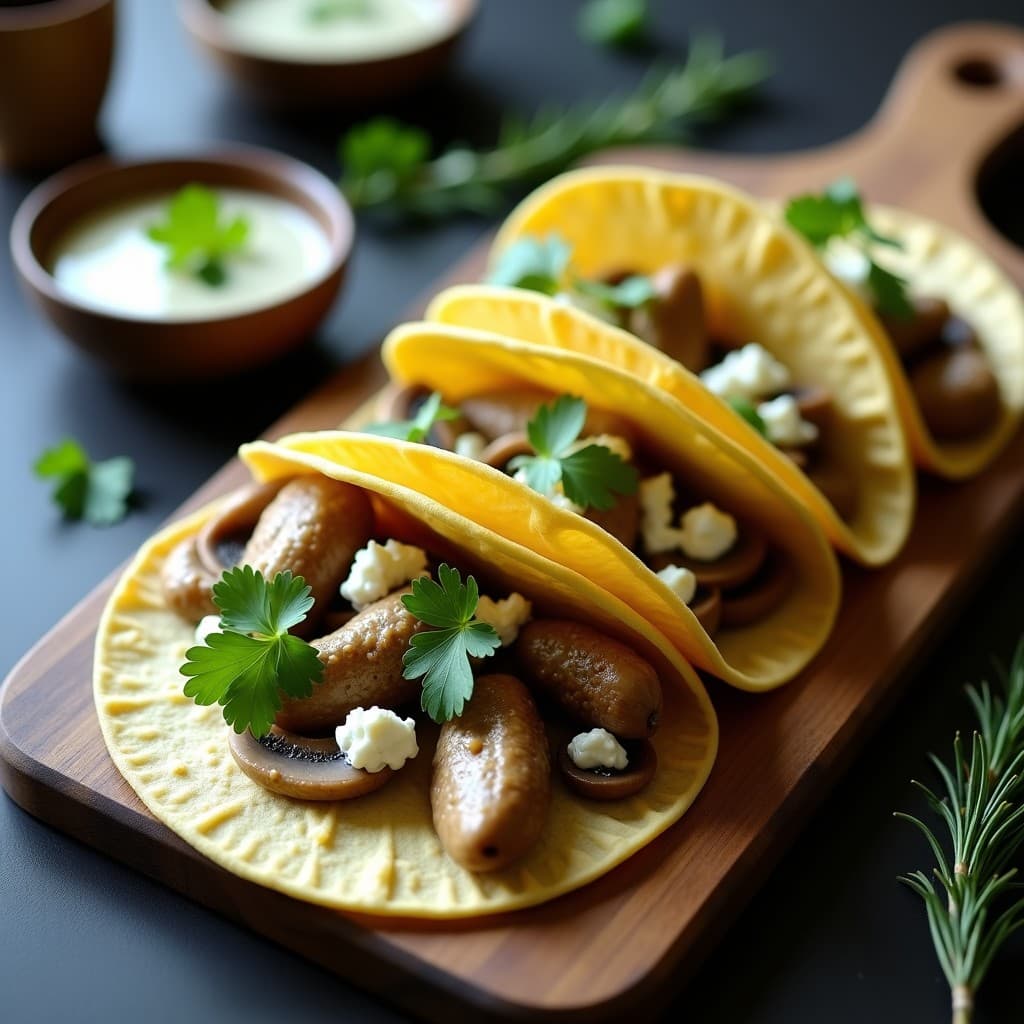 Tacos de Hongos Morels y Queso de Cabra con Infusión de Romero: Receta Gourmet en Thermomix