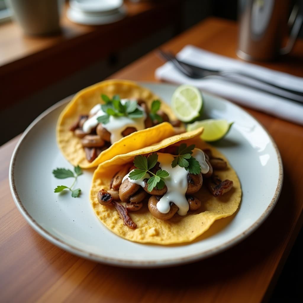 Tacos de Hongos Ostra con Salsa de Achiote y Leche de Coco: Receta Vegana Yucateca