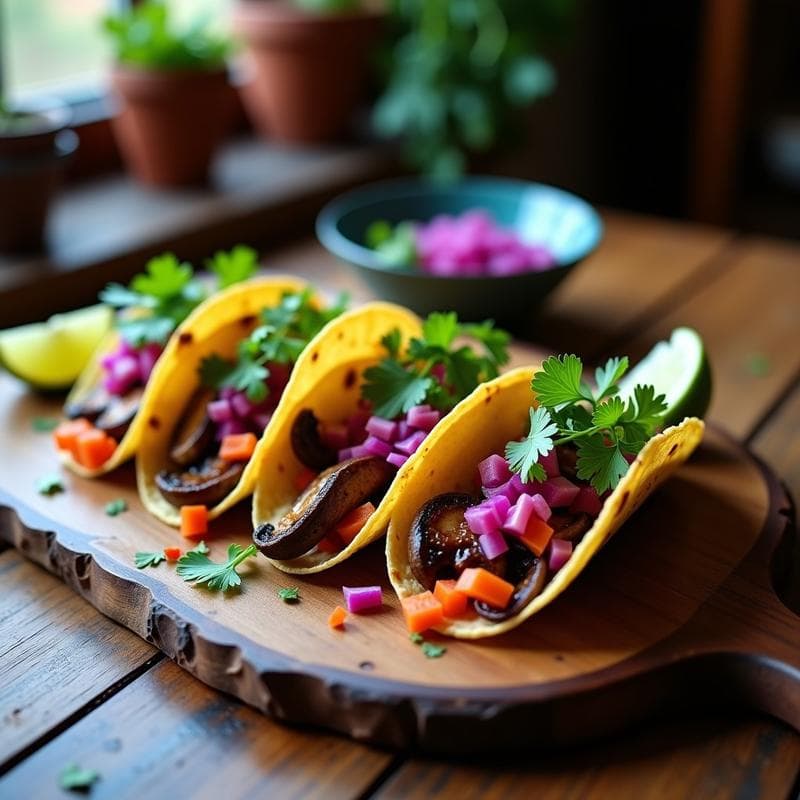 Tacos de Hongos Ostra con Adobo y Ceviche de Zanahoria: Receta Vegana Mexicana en 20 Minutos