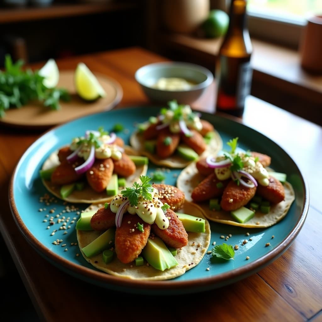 Tacos de Hongos Ostra y Cilantro: Receta con Salsa de Ajo Negro en Airfryer Sin Gluten