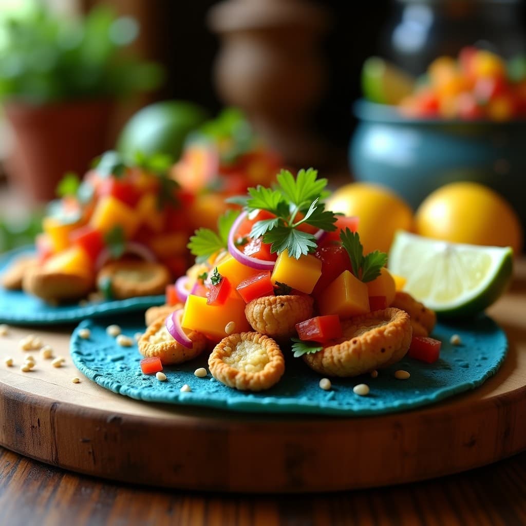 Tacos de Hongos Ostra y Ceviche de Mango: Receta Fusion Mexicana en Airfryer