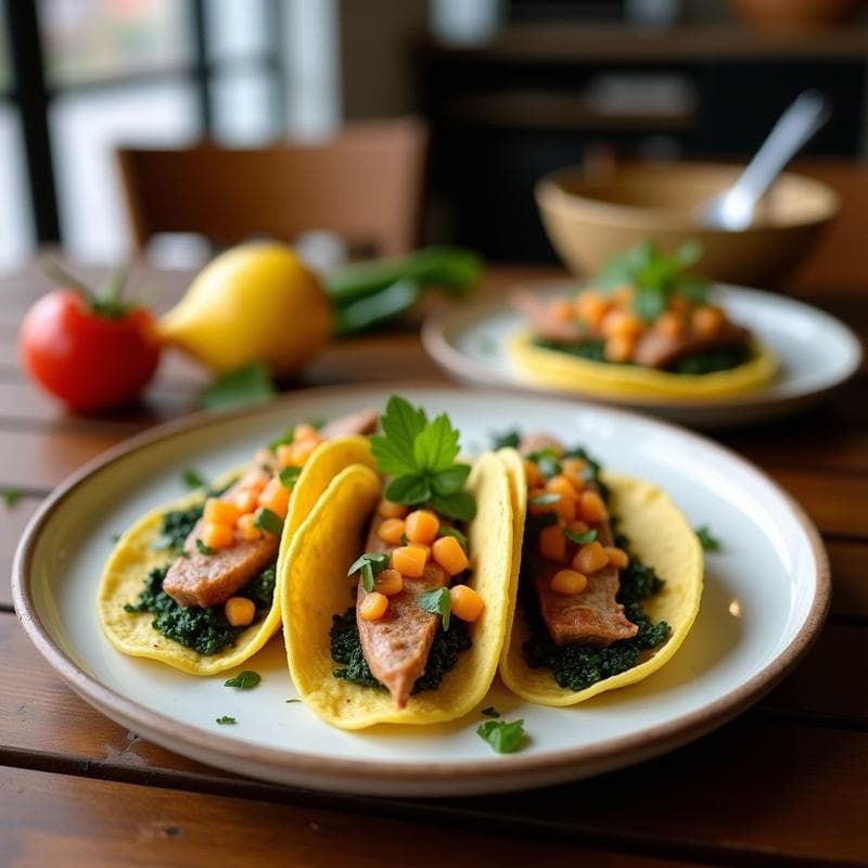 Tacos de Hongos Ostra y Ceviche de Mango: Receta Vegana con Tortillas de Alga Espirulina