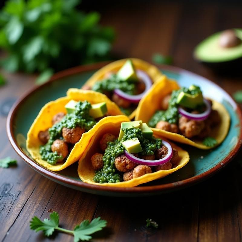 Tacos de Hongos Ostra con Chimichurri de Perejil: Receta Vegana y Sin Gluten en Airfryer