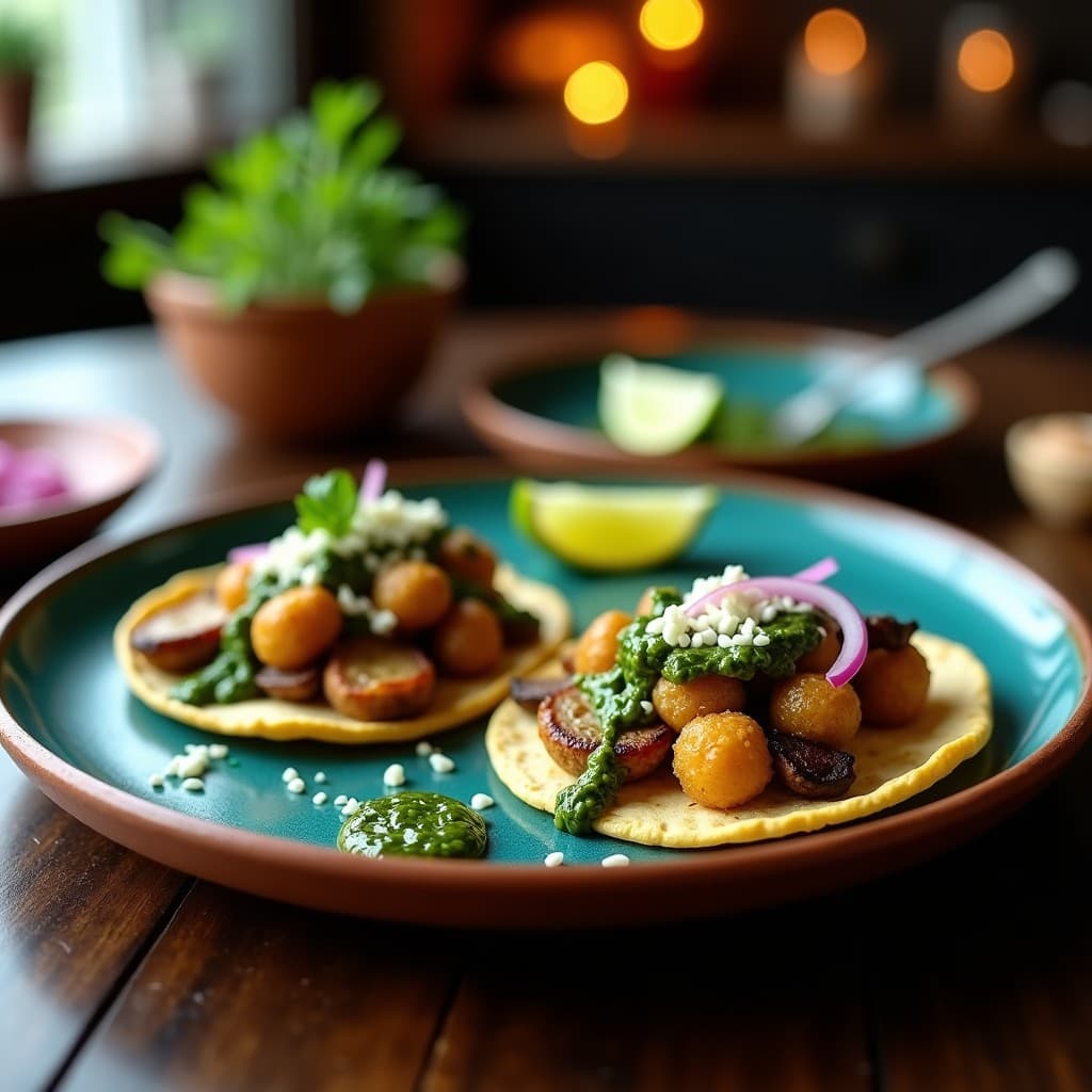 Tacos de Hongos Ostra con Chimichurri y Queso Vegano: Receta Argentina en Airfryer