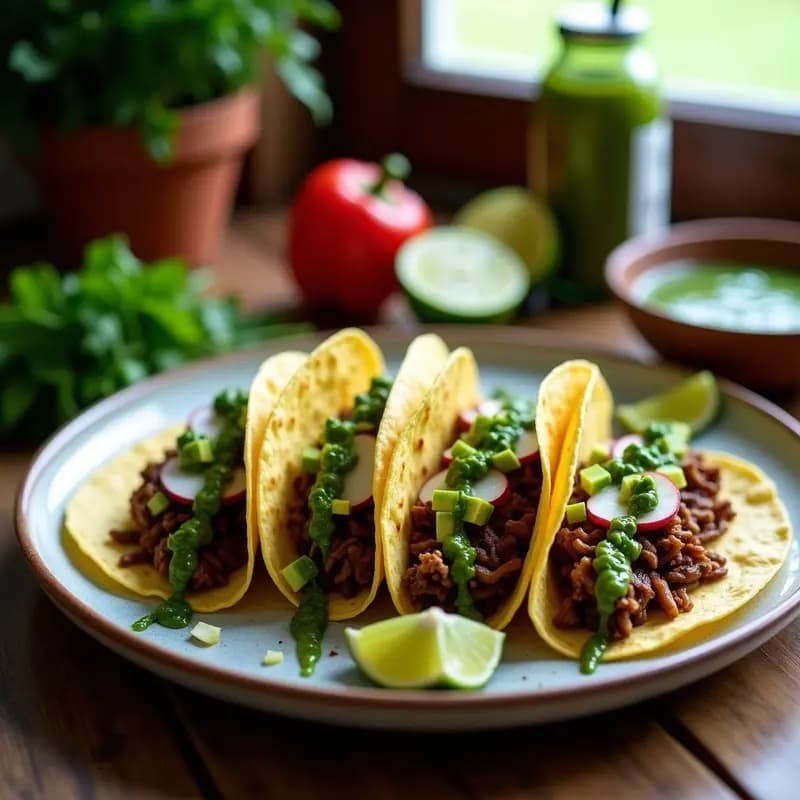 Tacos de Hongos Ostra y Chimichurri: Receta Mexicana Vegana con Toque Argentino