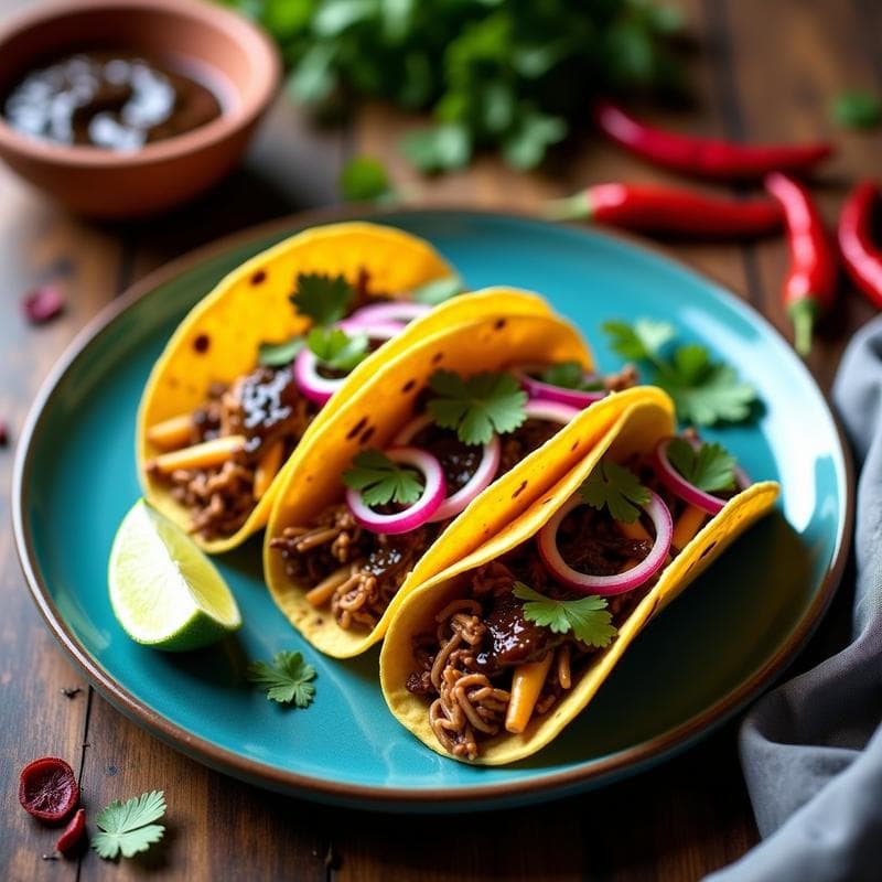Tacos de Hongos Ostra Desmenuzados con Mole Poblano: Receta Vegana en Airfryer con Toque Tradition
