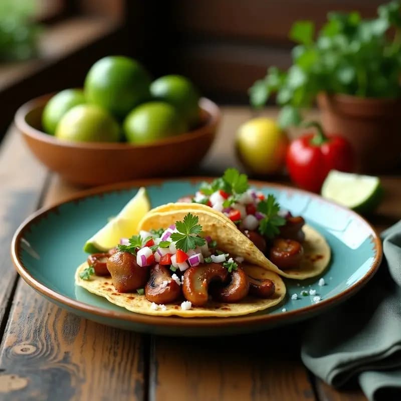 Tacos de Hongos Ostra con Pico de Gallo de Jicama: Receta Mexicana Vegana
