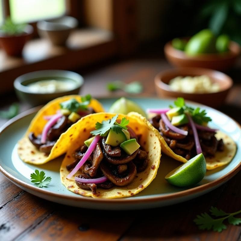 Tacos de Hongos Ostra y Pimientos Poblano: Receta Vegana con Sabor Ahumado