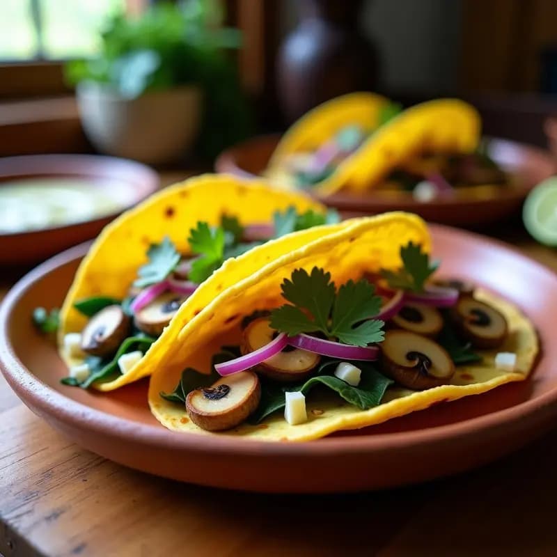 Tacos de Hongos Ostra y Queso Panela con Nopales: Receta Mexicana en Airfryer