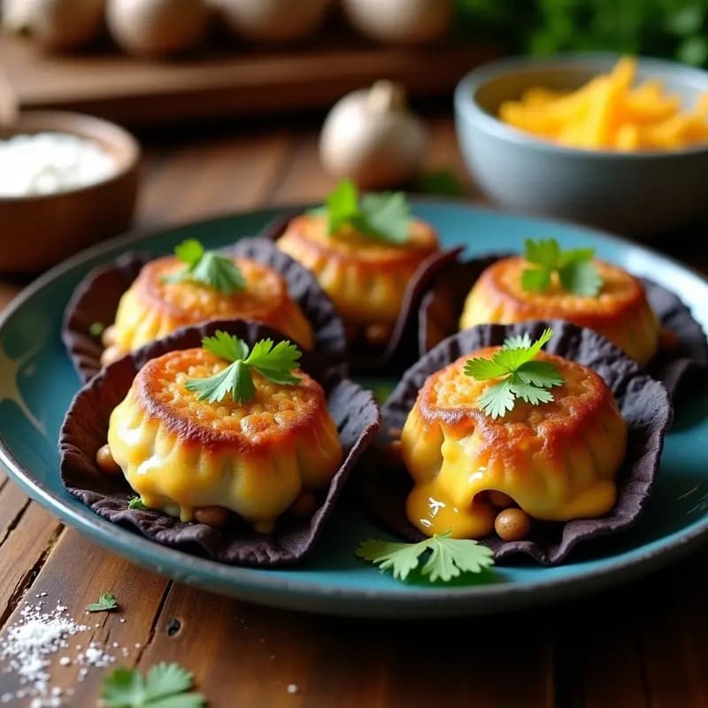 Tacos de Hongos Ostra y Queso Panzerotti: Receta Mexicana Vegana con Masa de Harina de Garbanzo