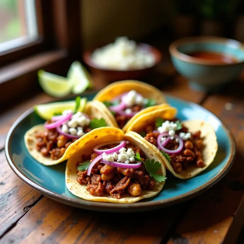 Tacos de Hongos Oyster con Adobo de Guajillo y Queso Cotija: Receta Vegana con Sabor a Carne