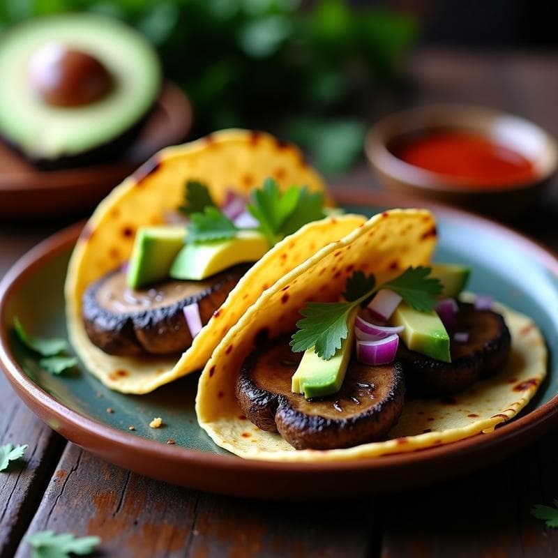 Tacos de Hongos Portobello Adobados: Receta en Airfryer con Textura Perfecta en 15 Minutos