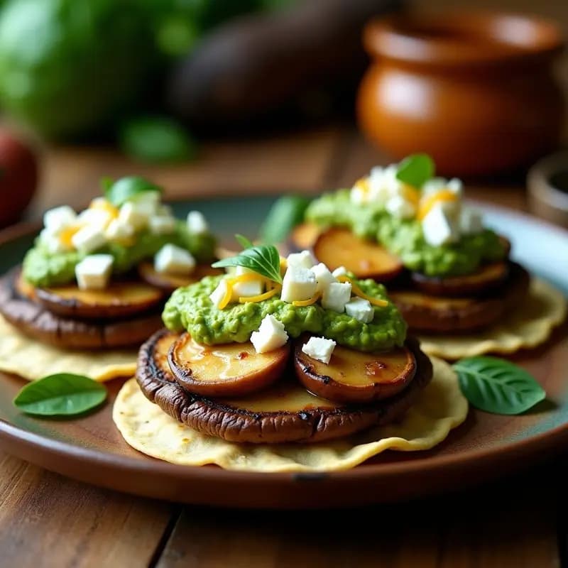 Tacos de Hongos Portobello con Pesto de Albahaca y Queso de Cabra: Receta Vegetariana Gourmet en 20 Minutos