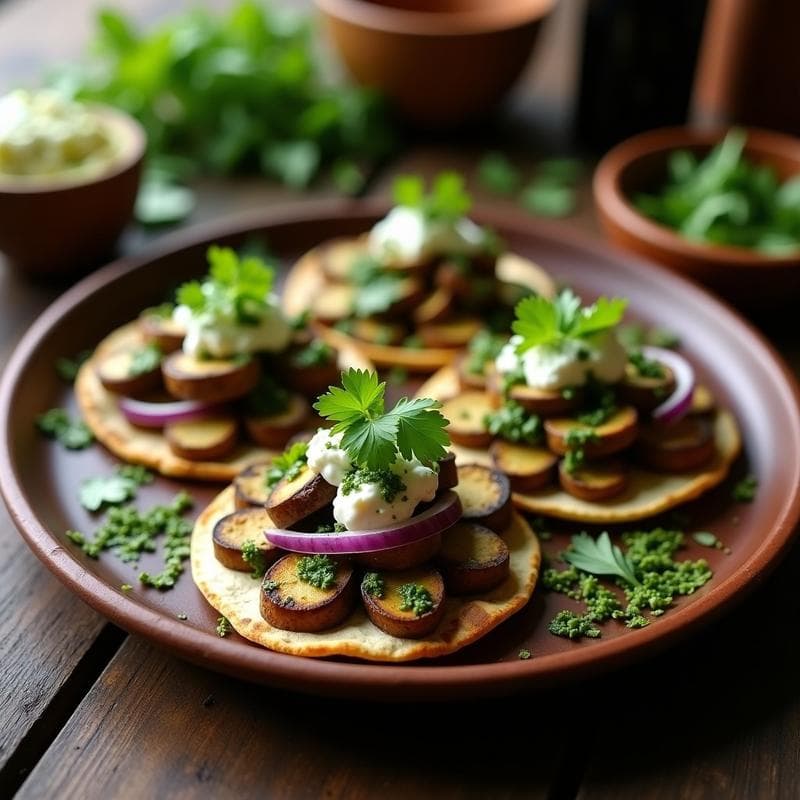 Tacos de Hongos Portobello y Queso de Cabra: Receta Mexicana en Airfryer con Chimichurri