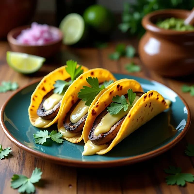 Tacos de Hongos Portobello y Queso Chihuahua: Receta Mexicana en Sartén Antiadherente