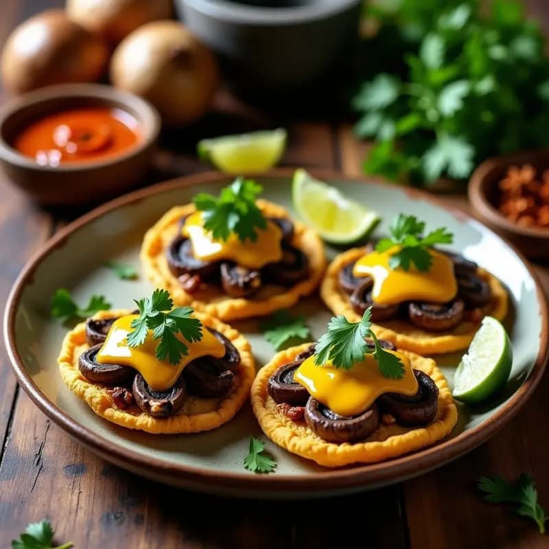 Tacones de Ch ontadito Rehellenos de Hongos Portobello y Queso Aziz: Receta Mexicana Vegana en Airfryer