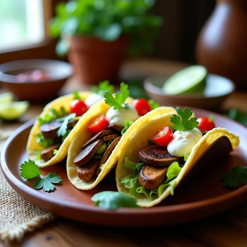 Tacos de Hongos Portobello y Rajas con Cream Cheese Vegano: Receta Mexicana Sin Gluten