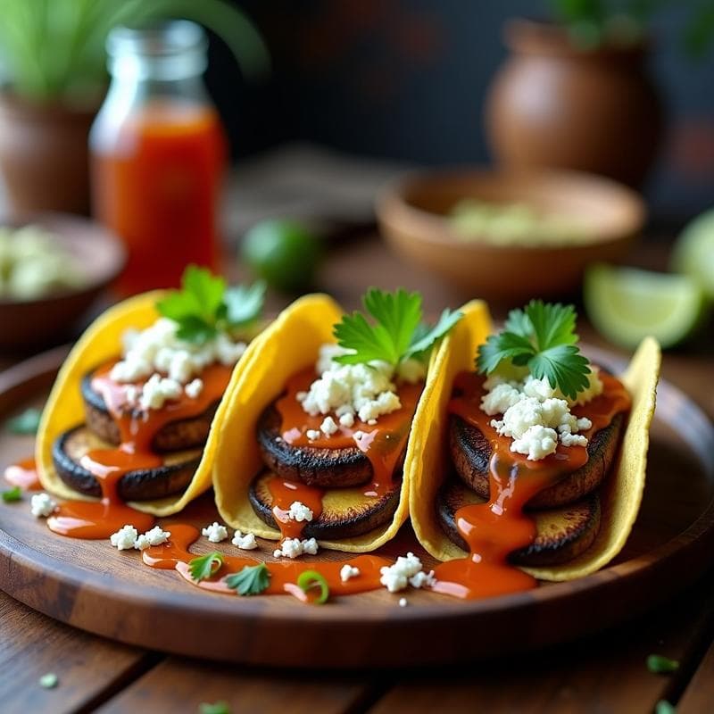 Tacos de Hongos Portobello con Salsa de Guayaba y Queso Fresco: Receta Fusion Mexicano-Caribaña