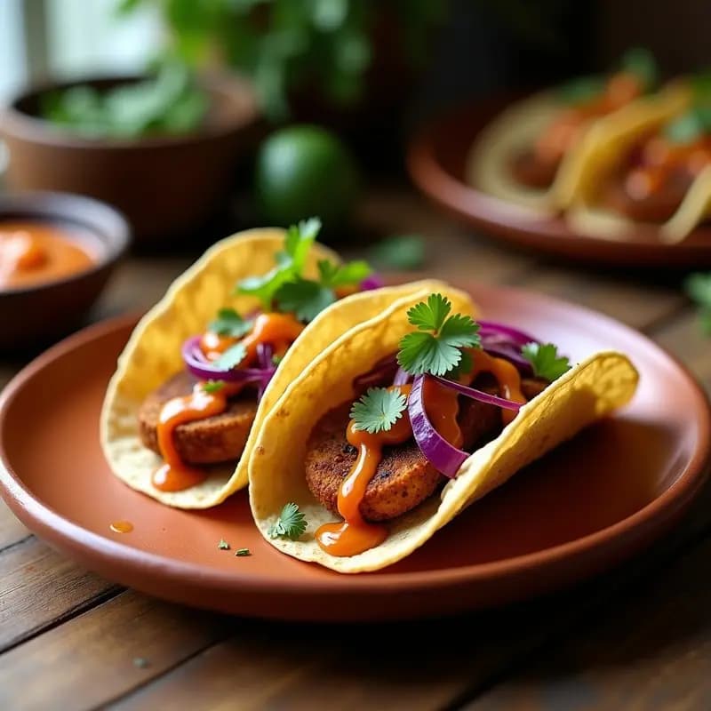 Tacos de Hongos Reishi y Queso de Mandorla con Salsa de Tamarindo: Receta Vegana en Airfryer Alta en Antioxidantes