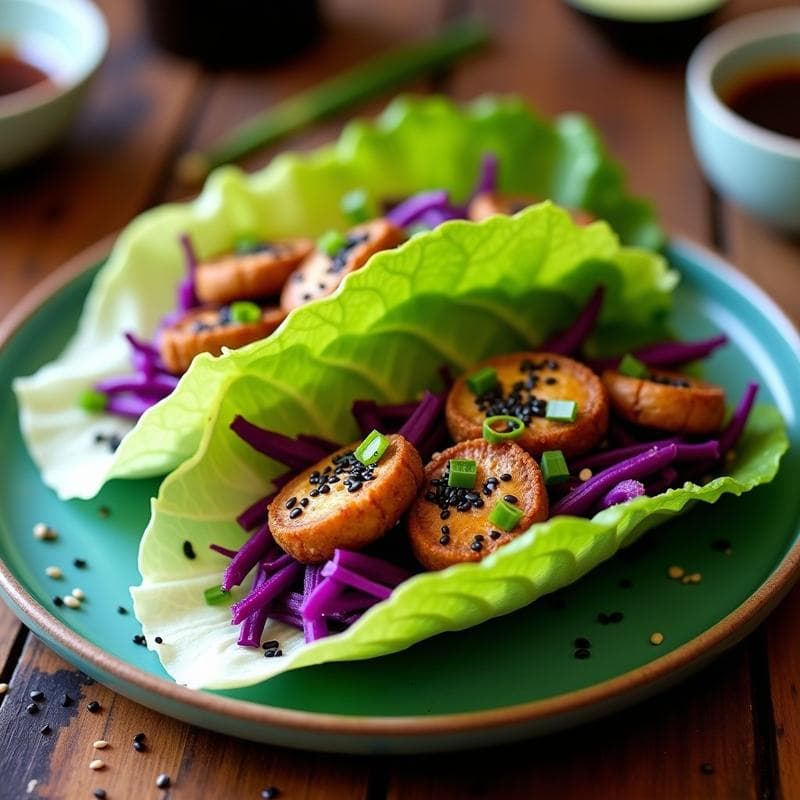 Tacos de Hongos Shiitake y Repollo Morado con Salsa de Tamari: Receta Vegana y Keto en Airfryer