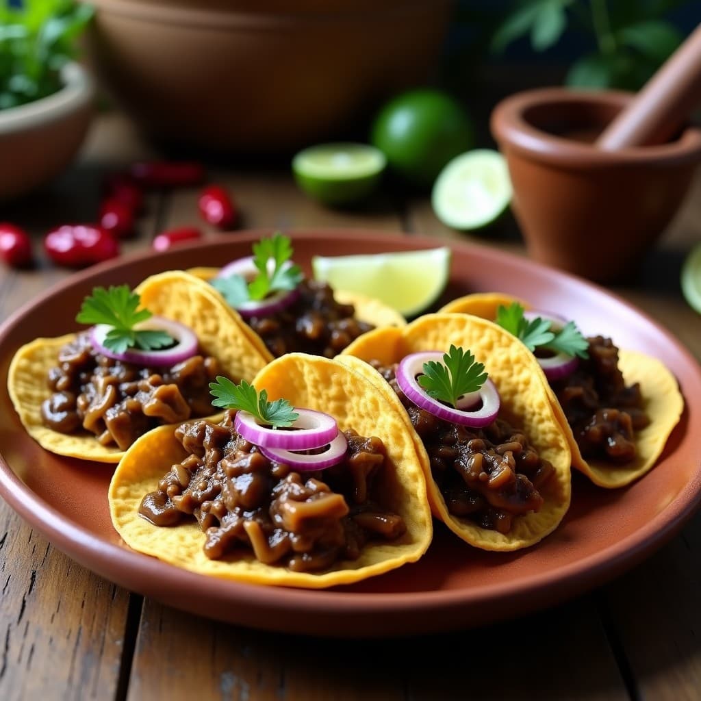 Tacos de Hongos Shimeji con Mole Poblano: Receta Vegana y Tradicional Mexicana