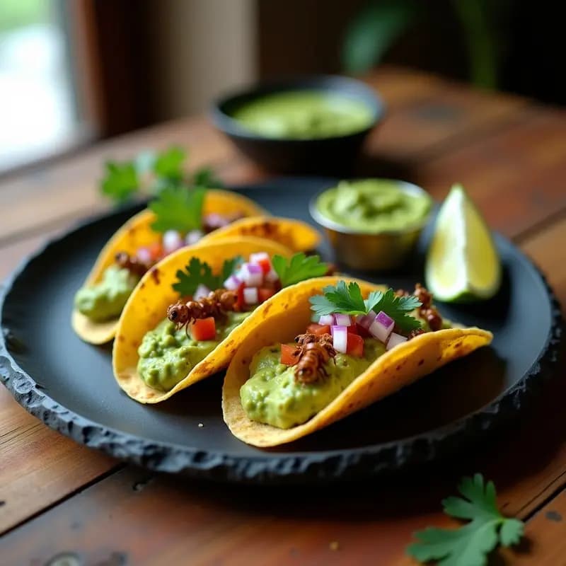 Tacos de Hormiga Culona y Guacamole de Aguacate Negro: Receta Colombiana Gourmet en Airfryer