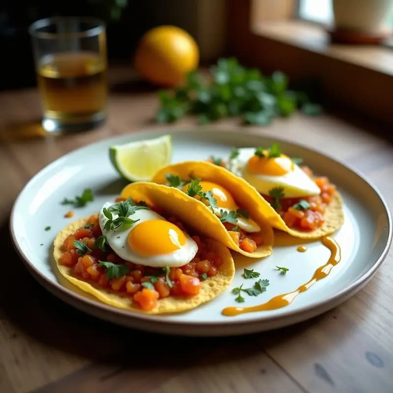 Tacos de Huevo Duro con Mayonesa de Wasabi y Caviar de Mango: Receta Proteica y Crunchy
