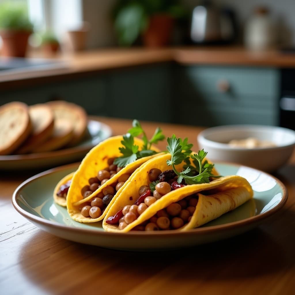 Tacos de Hummus de Garbanzo Negro y Verduras Asadas: Receta Vegana Mexicana en Airfryer