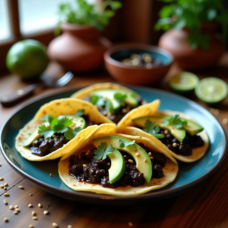Tacos de Insectos Comestibles con Mole Negros: Receta Sostenible y Alta en Proteína en 15 Minutos