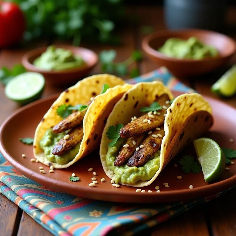 Tacos de Insectos con Salsa de Guacamole y Chile Chipotle: Receta Sostenible y Crunchy en 15 Minutos