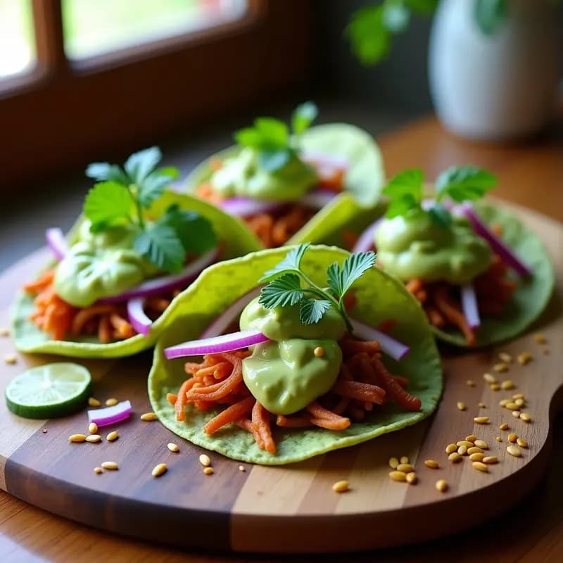 Tacos de Jaca Verde y Chipotle con Crema de Aguacate: Receta Vegana en Airfryer Sin Gluten