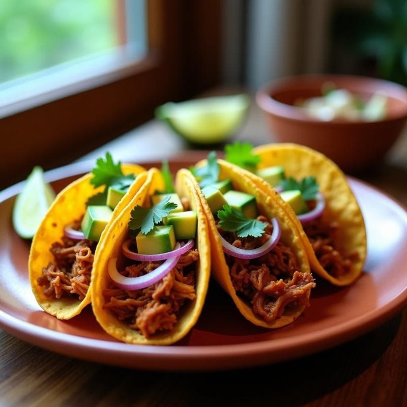 Tacos de Jackfruit Desmenuzado con Adobo de Chile Pasilla: Receta Vegana en Airfryer y Alta en Fibra