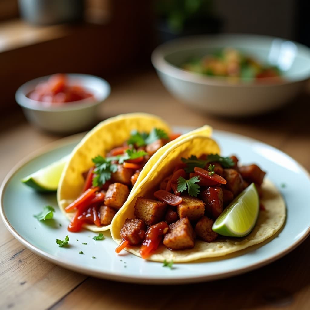 Tacos de Jackfruit Desmenuzado con BBQ y Col Morada: Receta Vegana Tex-Mex en Airfryer