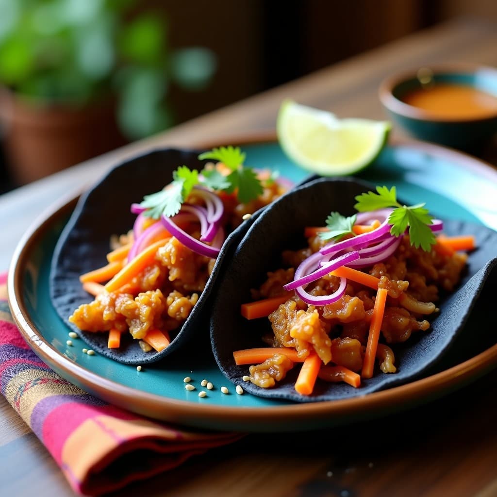 Tacos de Jackfruit en Escabeche con Salsa de Tamarindo y Cebolla Morada: Receta Fusion Indomexicana